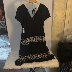Old Navy Black Dress with White Pattern